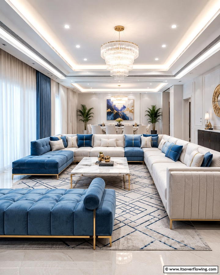 Elegant Modular Sectional Configurations - 30 Sectional Living Room Ideas for Flexible Seating