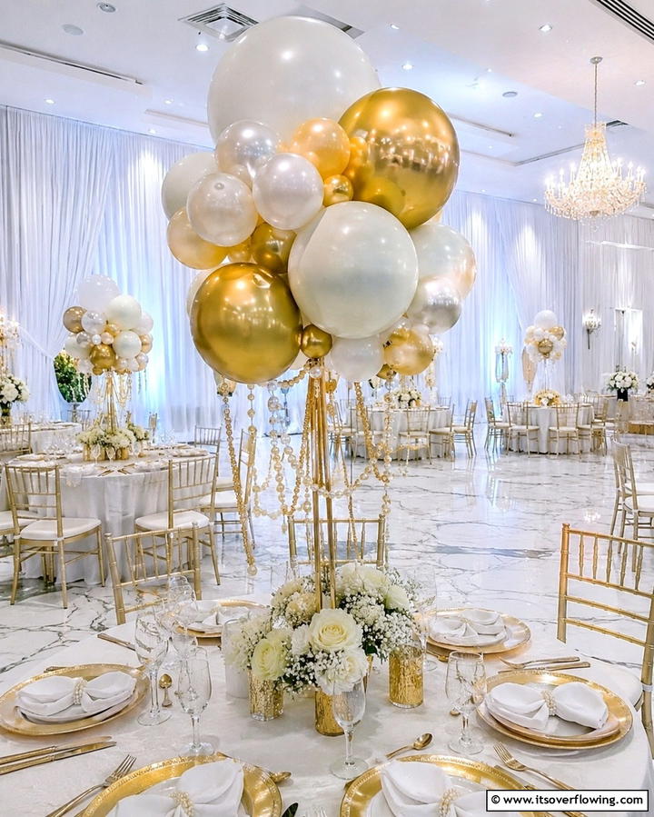 Elegant Monochrome Display - 25 Stunning Balloon Centerpiece Ideas for Any Event