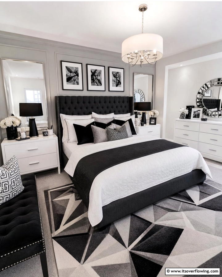 Elegant Monochrome Magic - 21 Master Bedroom Ideas for Luxurious and Relaxing Retreats