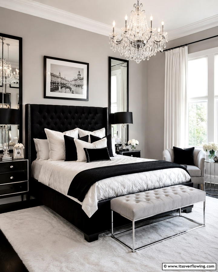Elegant Monochrome Palette - 25 Chanel Bedroom Ideas for a Luxurious and Chic Space