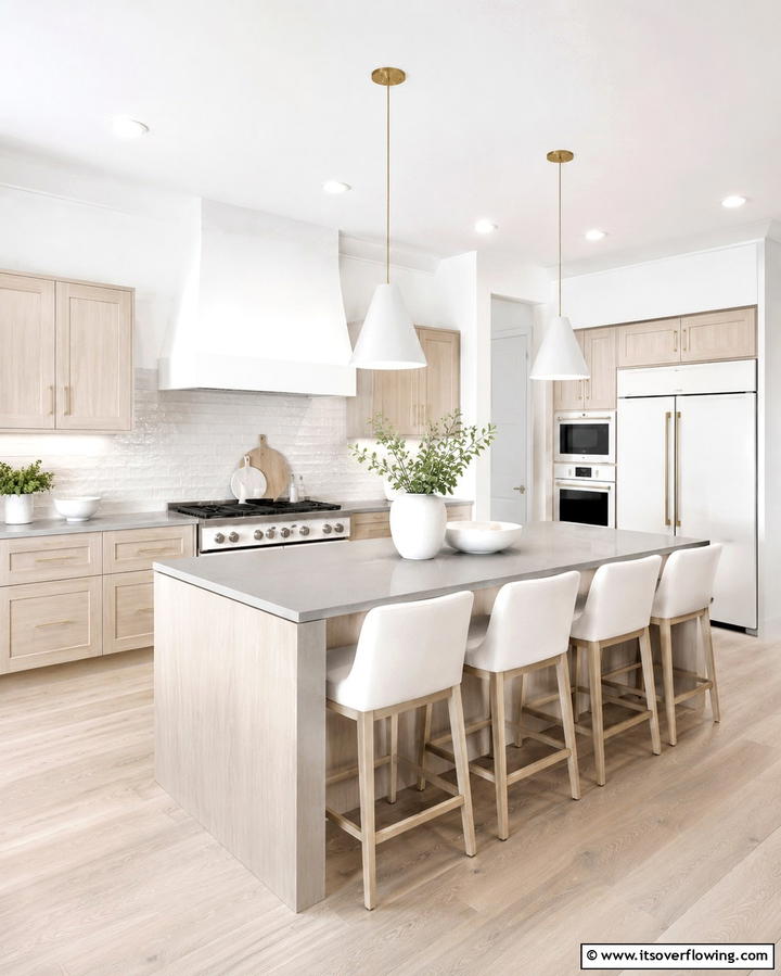 Elegant Monochrome Touch - 30 Kitchens with Light Wood Cabinets- Warm & Airy Designs