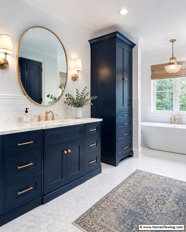 Elegant Navy Blue Cabinets - 25 Bathroom Cabinet Color Ideas for a Fresh Look