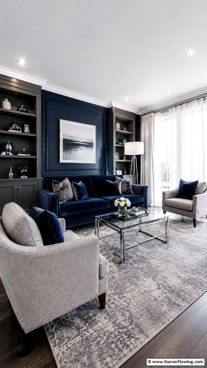 Elegant Navy and Soft Grey - 21 Two Colour Combinations for a Vibrant Living Room