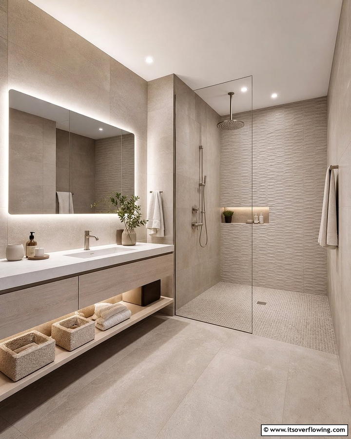 Elegant Neutral Wet Room - 30 Modern Wet Room Ideas for Sleek Bathroom Functionality