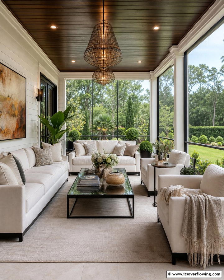 Elegant Outdoor Lounge - 21 Screened-in Porch Ideas for Year-Round Outdoor Living
