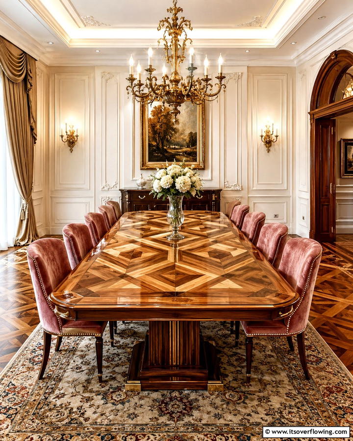 Elegant Parquet Table - 30 Innovative Table Design Ideas for Functional Spaces
