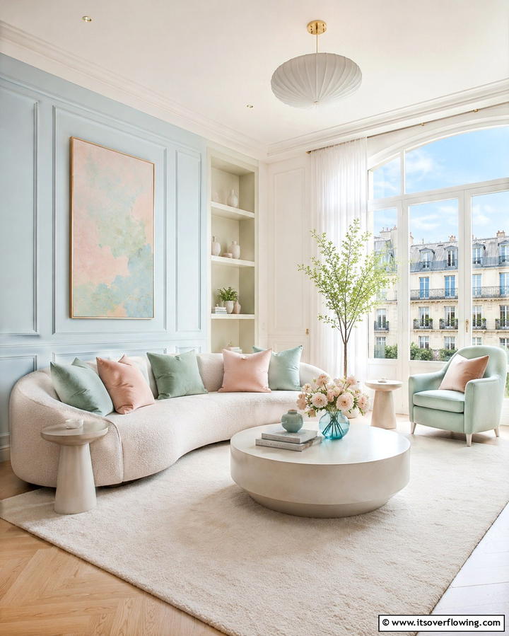 Elegant Pastel Fusion - 30 Vibrant Colorful Living Room Inspirations for Bold Interiors