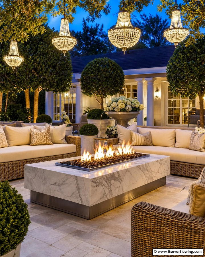 Elegant Patio Statement - 21 Fire Pit Ideas for Outdoor Gatherings and Cozy Nights