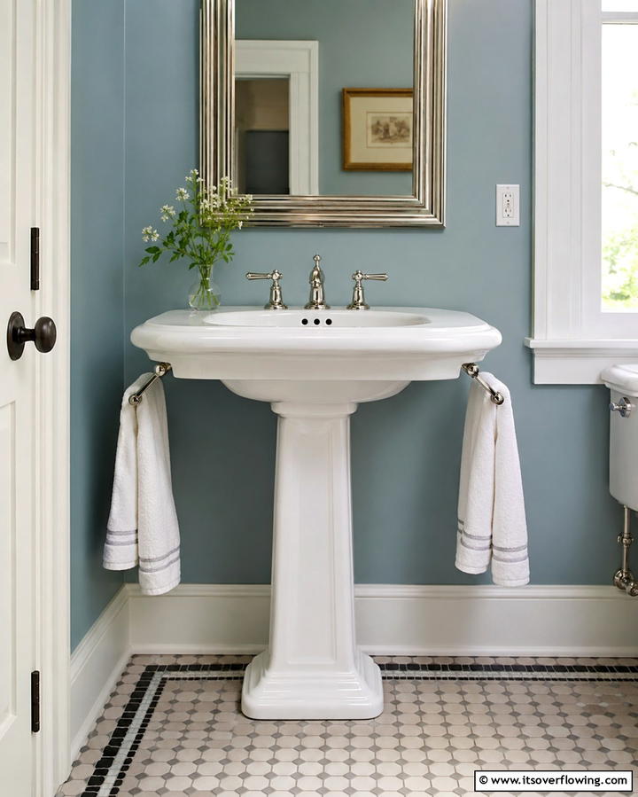 Elegant Pedestal Sink Console - 30 Functional Bathroom Furniture Ideas to Maximize Space