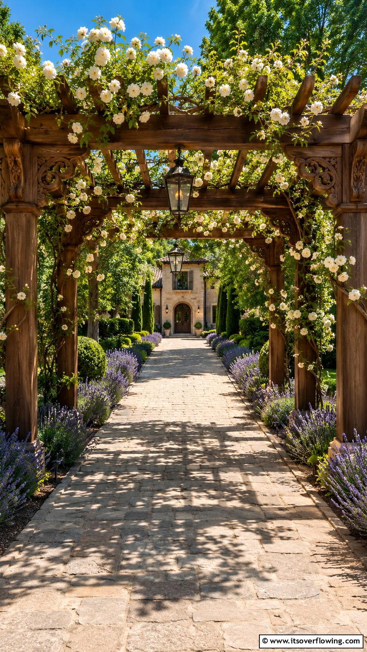 Elegant Pergola Entry - 30 Driveway Entrance Ideas for Impressive Arrivals