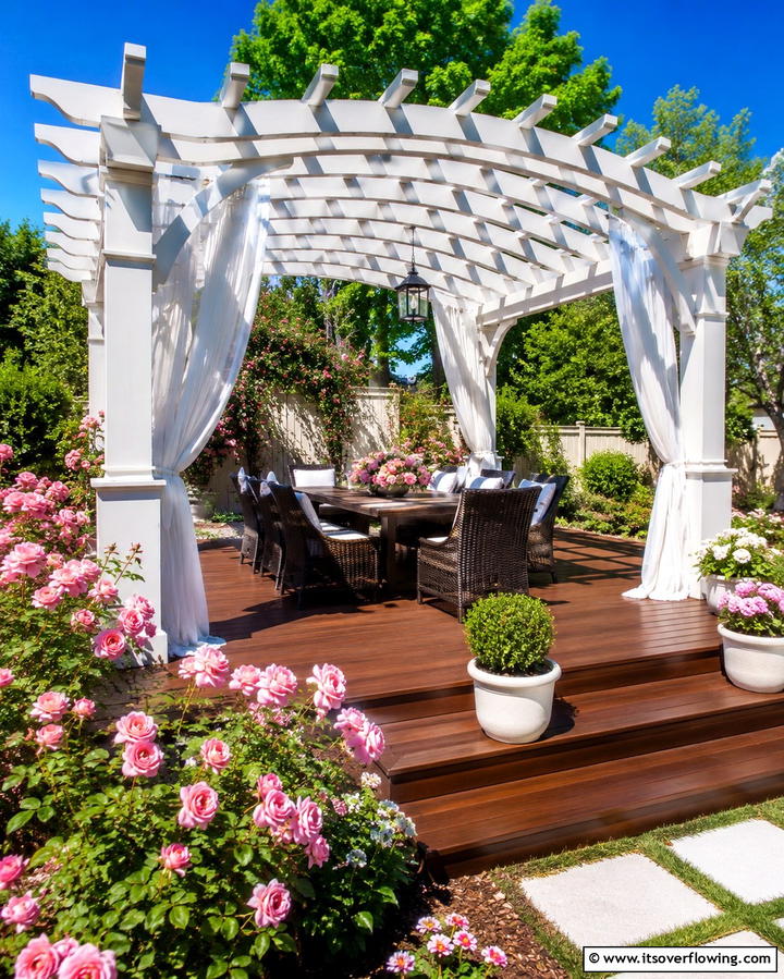 Elegant Pergola Platform Deck - 30 Platform Deck Ideas to Elevate Your Backyard Design