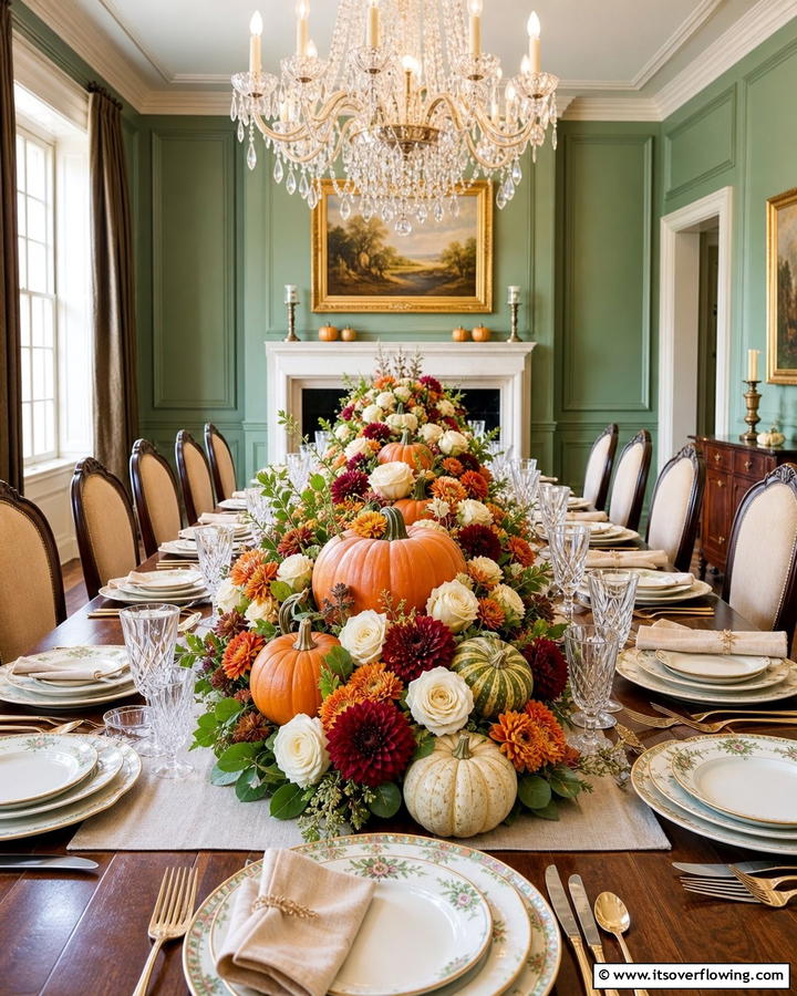 Elegant Pumpkin and Floral Combinations - 21 Pumpkin Decor Concepts for Autumn-Inspired Home Styling