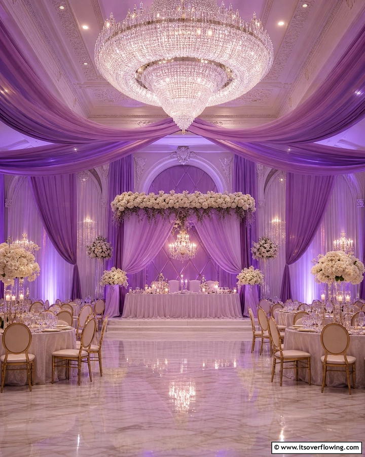 Elegant Purple Draping - 17 Purple Wedding Theme Ideas for Enchanting Celebrations