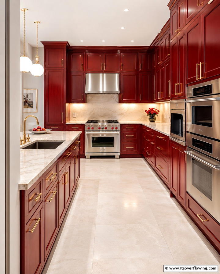 Elegant Red Cabinetry - 30 Bold Red Kitchen Ideas for a Vibrant Cooking Space