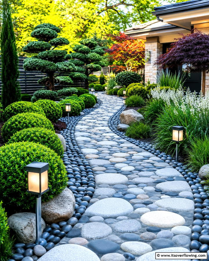 Elegant Rock Trail - 30 Rock Walkway Ideas to Elevate Your Garden Design