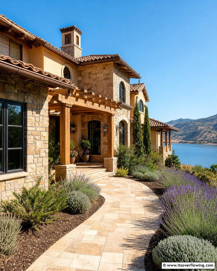 Elegant Sandstone Texture - 30 Lake House Exterior Color Ideas Inspired by Nature