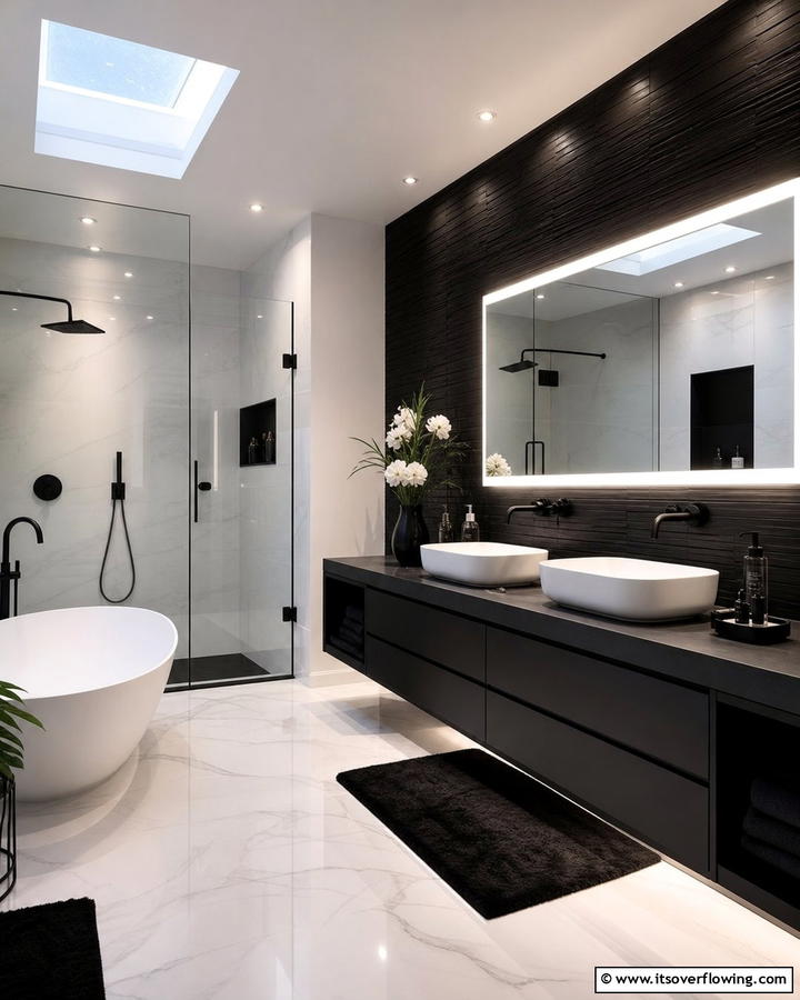 Elegant Shadow Play - 21 Classic Black & White Bathroom Designs for Contrast