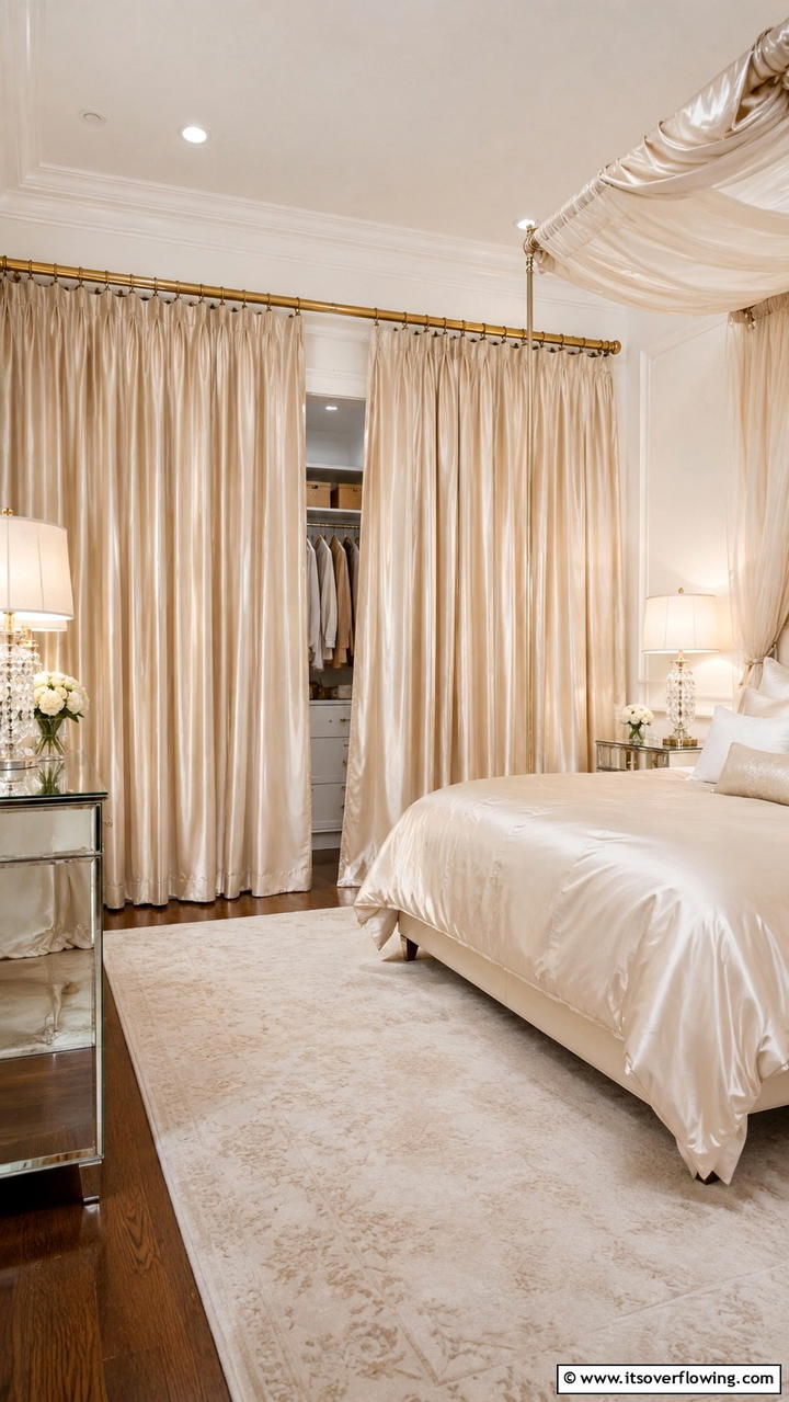 Elegant Silk Drapery - 30 Closet Curtain Ideas for Stylish and Practical Storage