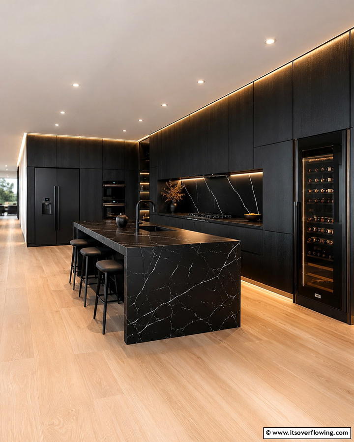 Elegant Simplicity with All Black Design - 25 Kitchen With Black Appliances for a Sleek and Modern Look