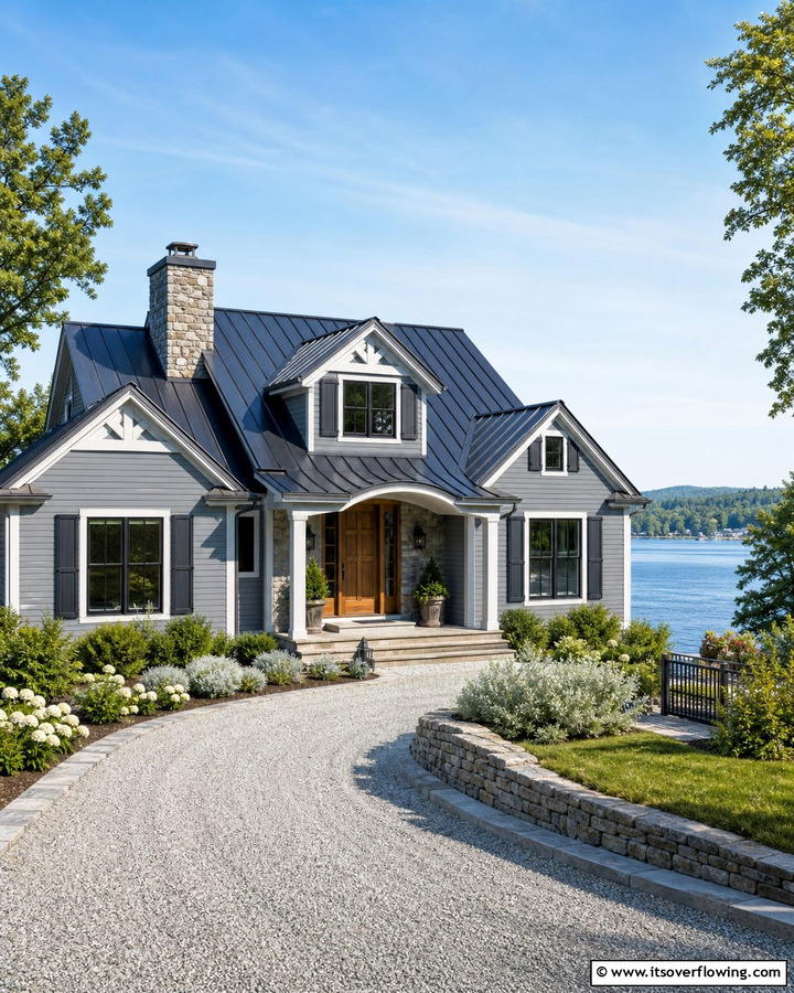 Elegant Slate Gray - 30 Lake House Exterior Color Ideas Inspired by Nature