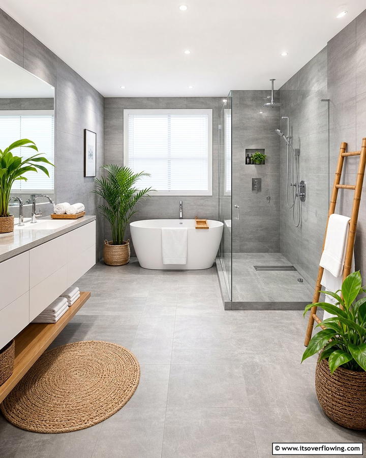 Elegant Spa Sanctuary - 21 Grey Tile Bathroom Ideas for Modern and Timeless Designs