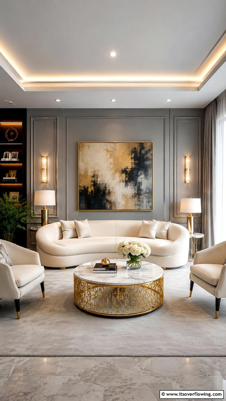Elegant Statement Furniture - 30 Grey and Cream Living Room Ideas- Neutral Elegance