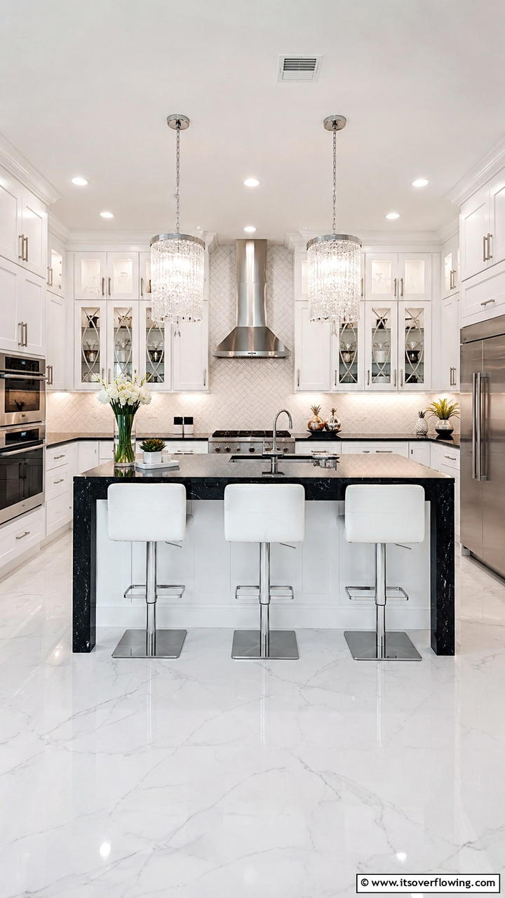 Elegant Statement - 21 White Kitchen with Black Countertops Design Ideas