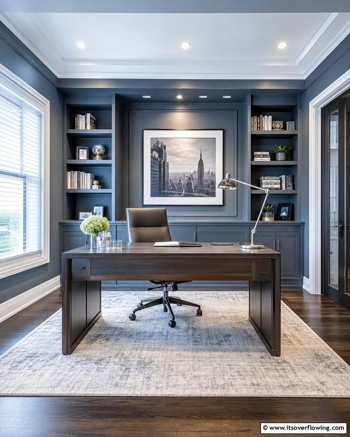 Elegant Study Blue gray Office Sophistication - 21 Blue-Gray Paint Colors for Sophisticated Interiors