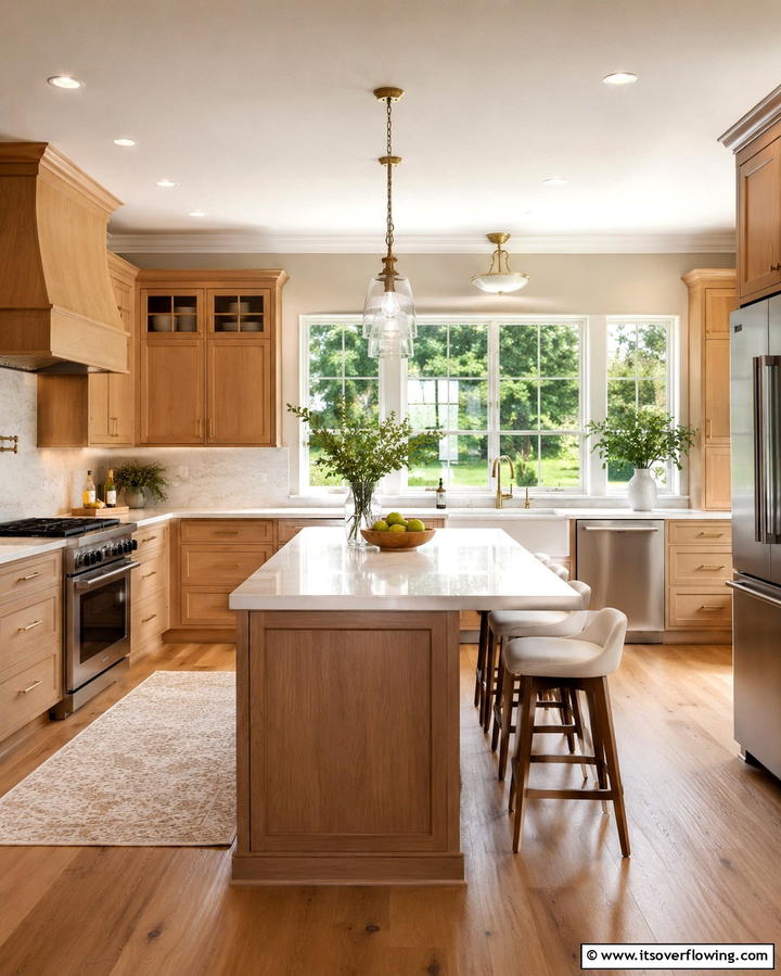 Elegant Suburban Retreat - 30 Kitchens with Light Wood Cabinets- Warm & Airy Designs