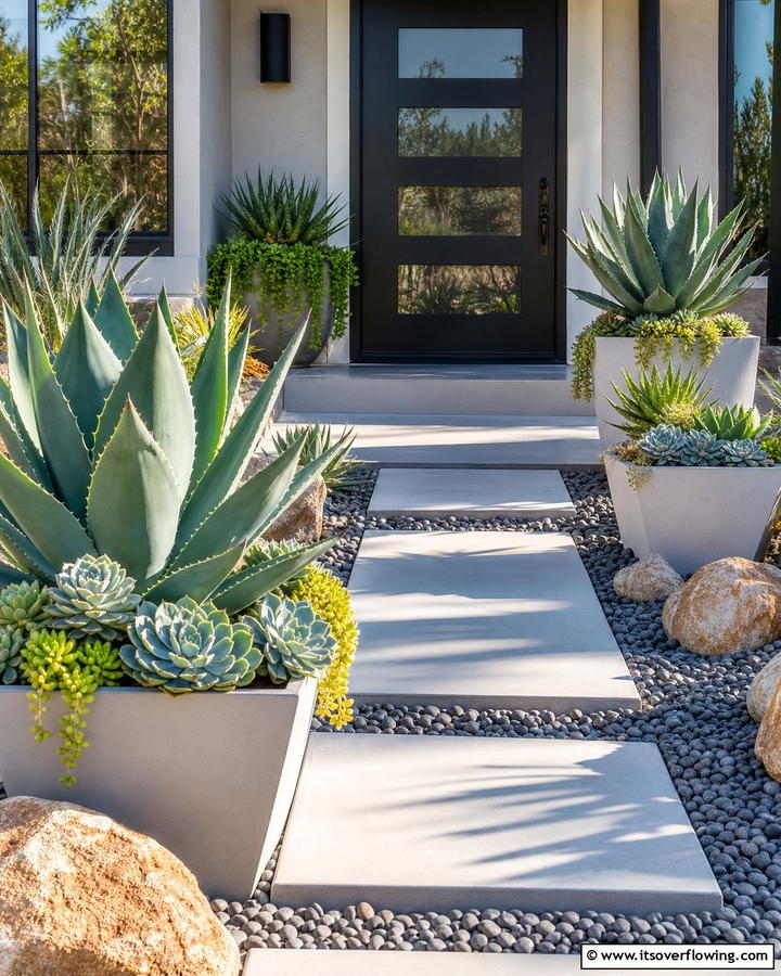 Elegant Succulent Display - 21 Front Door Plants for a Welcoming and Lush Entryway