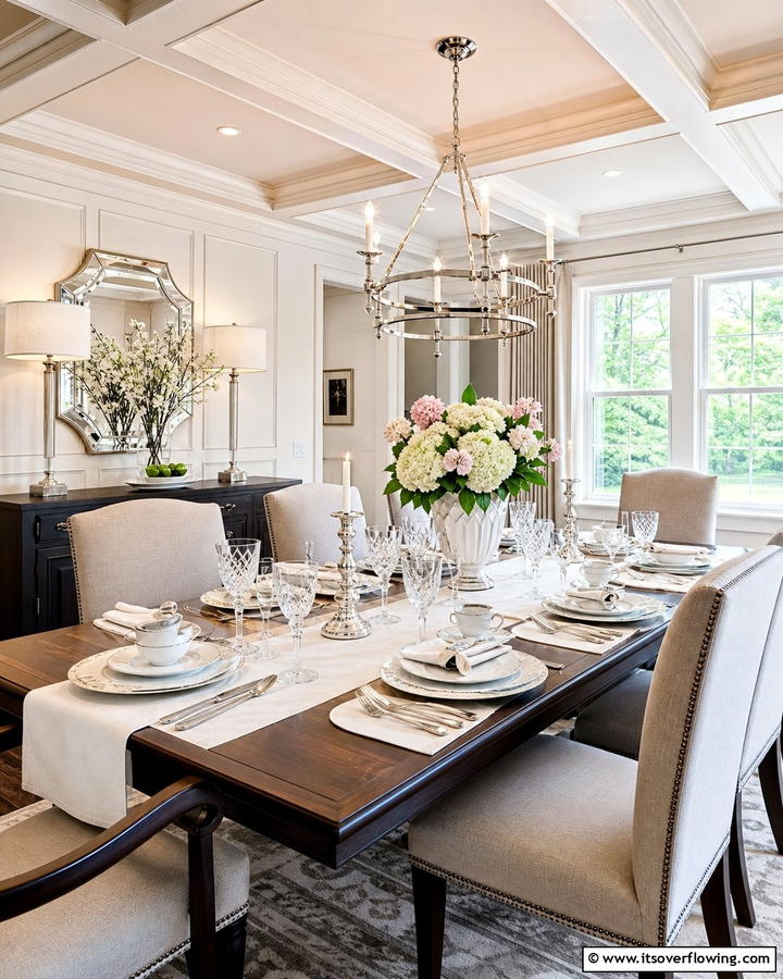 Elegant Table Settings - 30 Transitional Dining Room Ideas Blending Modern and Classic