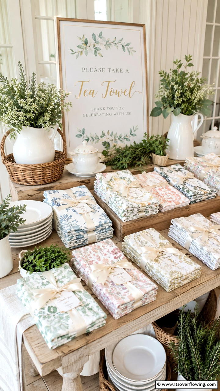 Elegant Tea Towels - 21 Thoughtful Wedding Favors Ideas Your Guests Will Love
