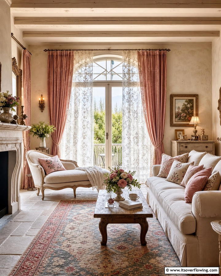Elegant Textiles - 21 French Country Living Room Ideas for Rustic Elegance