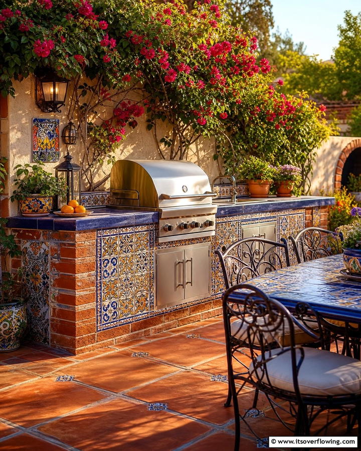 Elegant Tile and Brick Finishes - 30 BBQ Island Ideas for Ultimate Outdoor Entertaining