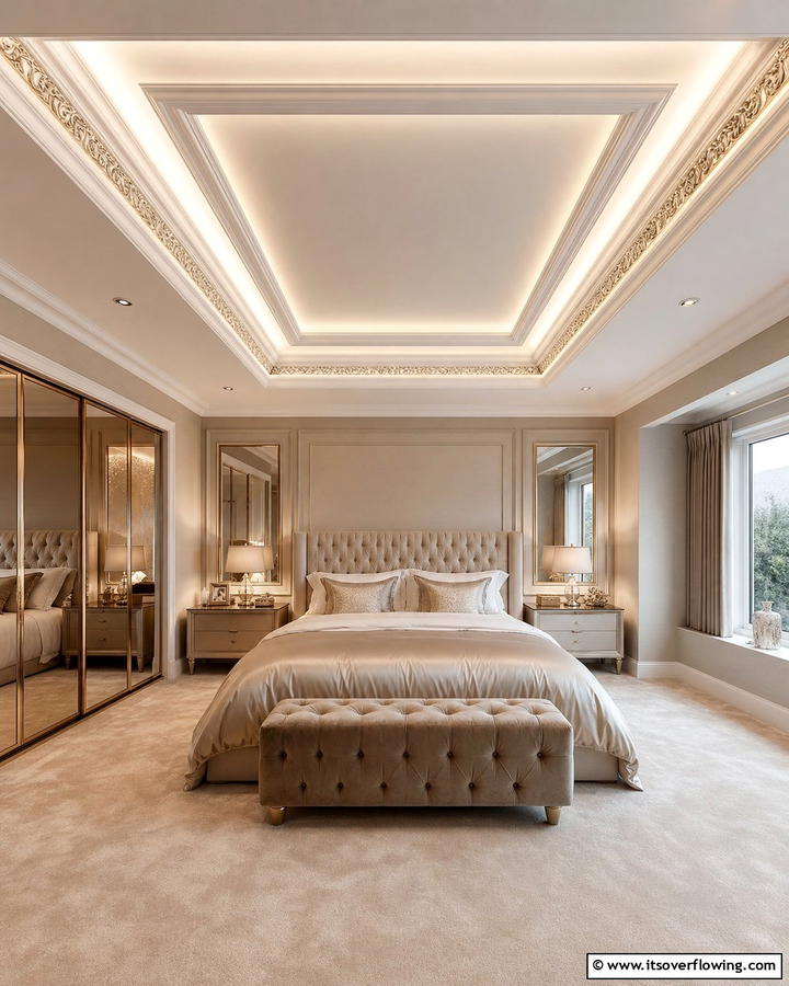 Elegant Tray Ceiling with Pop Design - 17 Pop Ceiling Design Ideas for Modern Interior Spaces