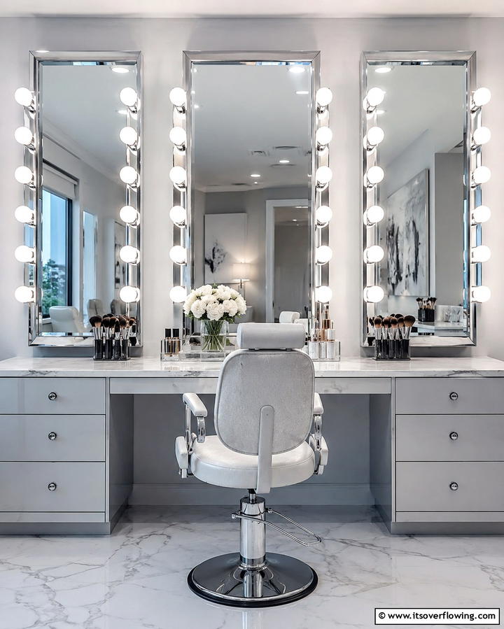 Elegant Vanity Lighting - 25 Stunning Makeup Room Ideas for Every Style
