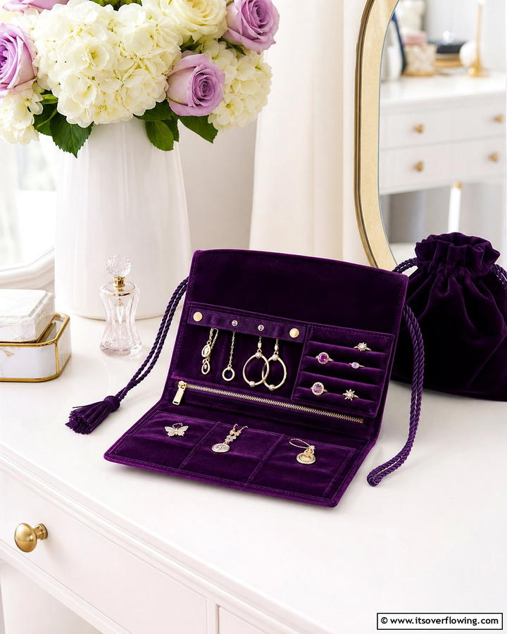Elegant Velvet Jewelry Pouch - 30 Innovative Jewelry Storage Ideas for Organized Accessories