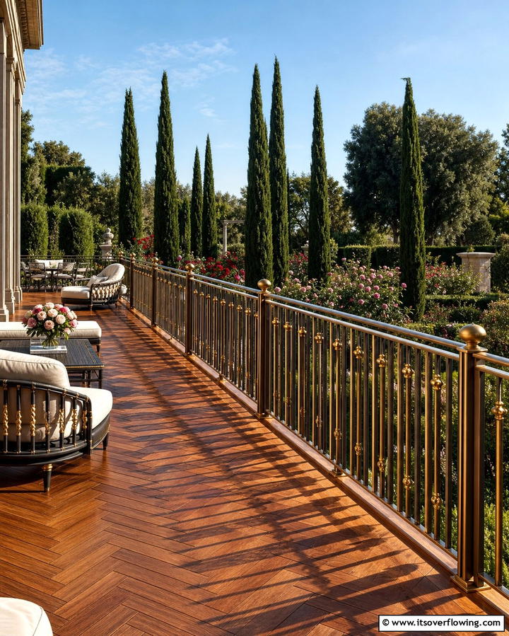 Elegant Vertical Artistry - 30 Modern Metal Deck Railing Ideas for Stylish Outdoor Spaces