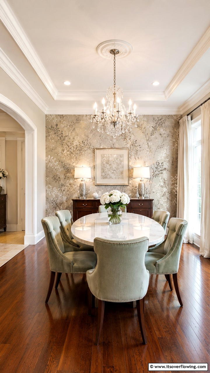 Elegant Wallpaper Designs - 30 Dining Room Accent Wall Ideas for Bold Style