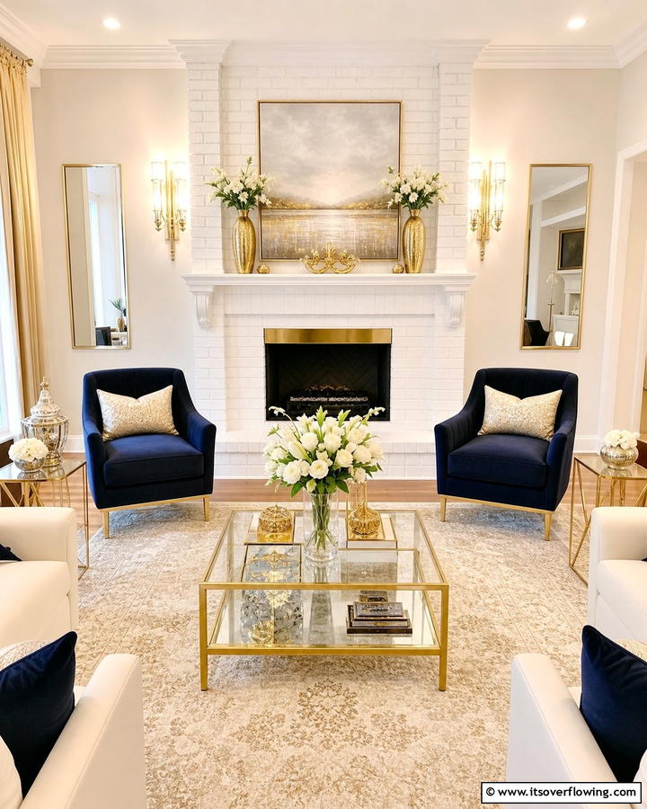 Elegant White Brick Accent - 30 White Brick Fireplace Ideas for Timeless Living Rooms