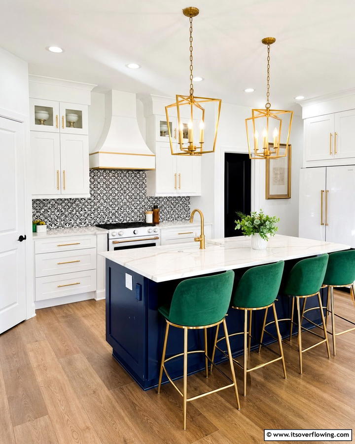 Elegant White Kitchen with Bold Accents - 21 Kitchen Ideas with White Appliances for a Clean Look