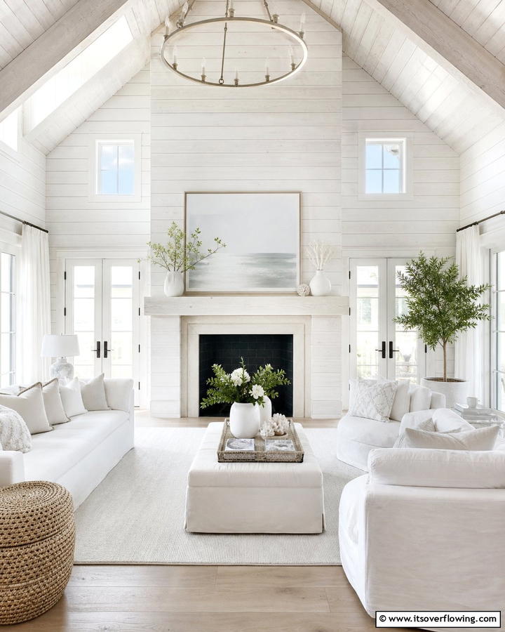 Elegant Whitewashed Shiplap - 21 Shiplap Fireplace Design Ideas to Cozy Up Your Home