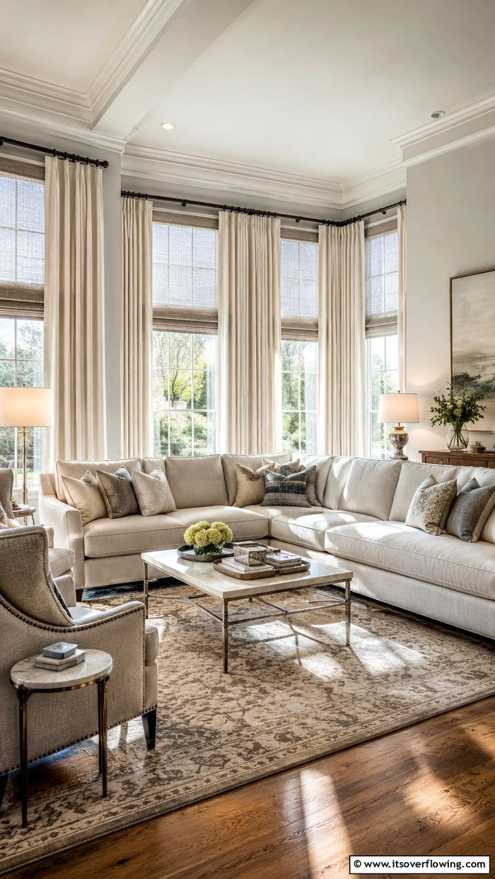 Elegant Window Treatments - 21 Transitional Living Room Design Ideas for Modern Homes