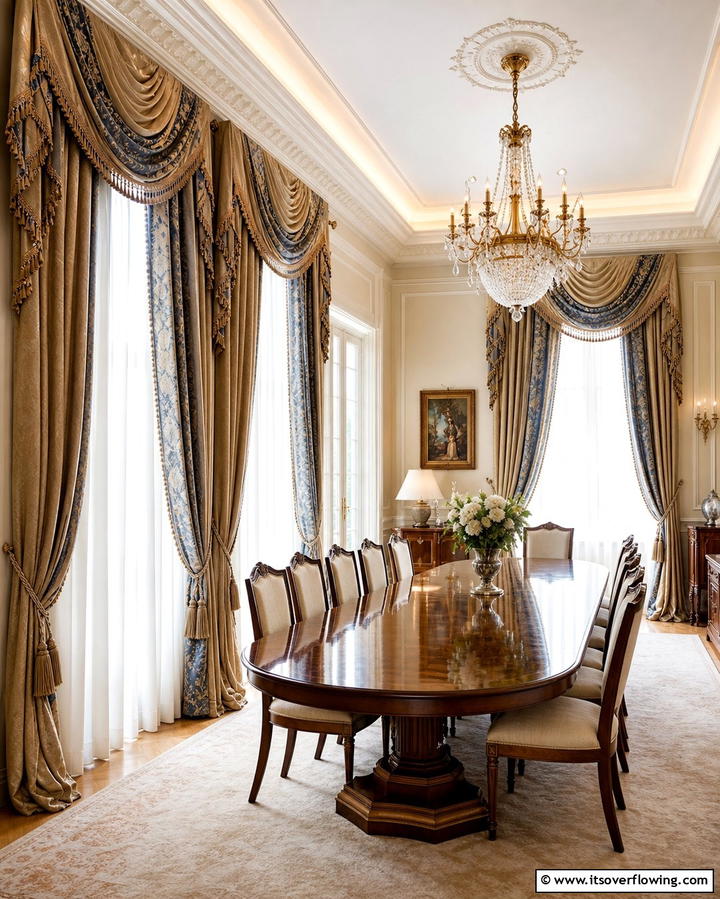 Elegant Window Treatments with Drapery - 25 Traditional Interior Design Ideas for Classic Homes