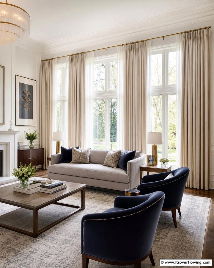 Elegant Window Treatments - 21 Cozy Living Room Ideas for Warm & Inviting Spaces