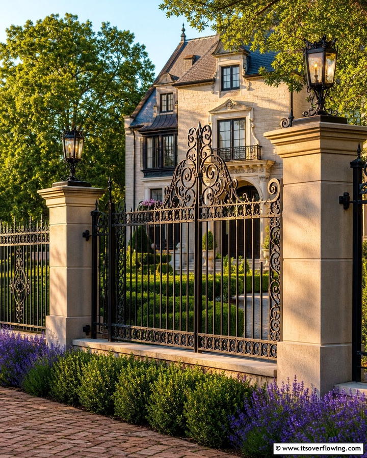 Elegant Wrought Iron Fence - 21 Front Yard Fence Ideas to Enhance Privacy and Style