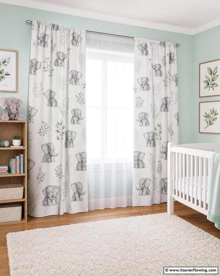 Elephant Curtains for Window Decor - 20 Elephant Nursery Ideas for a Whimsical Space