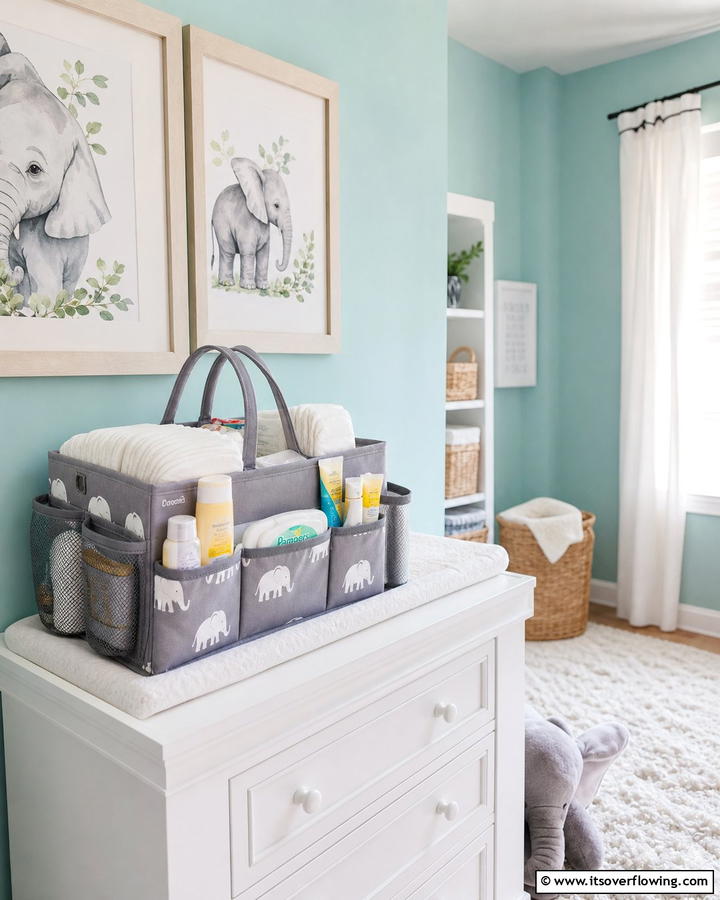 Elephant Diaper Caddy for Convenience - 20 Elephant Nursery Ideas for a Whimsical Space