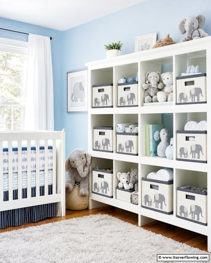 Elephant Storage Bins for Organization - 20 Elephant Nursery Ideas for a Whimsical Space