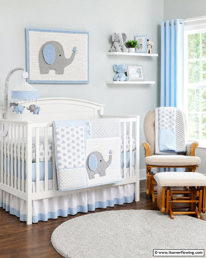 Elephant Themed Crib Bedding - 20 Elephant Nursery Ideas for a Whimsical Space
